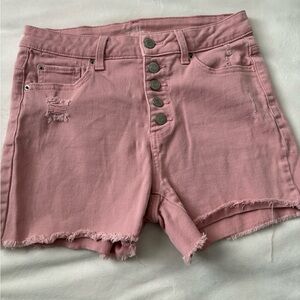Time and Tru Pink Button-Up Jean Shorts